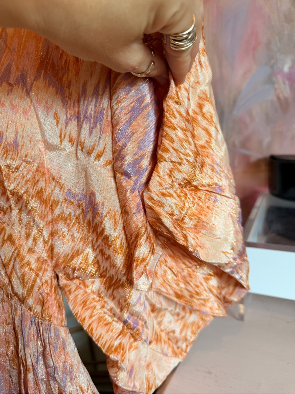 OU Peach & Lavender Maxi Dress with Flowing Sleeves - Picture 8 of 8